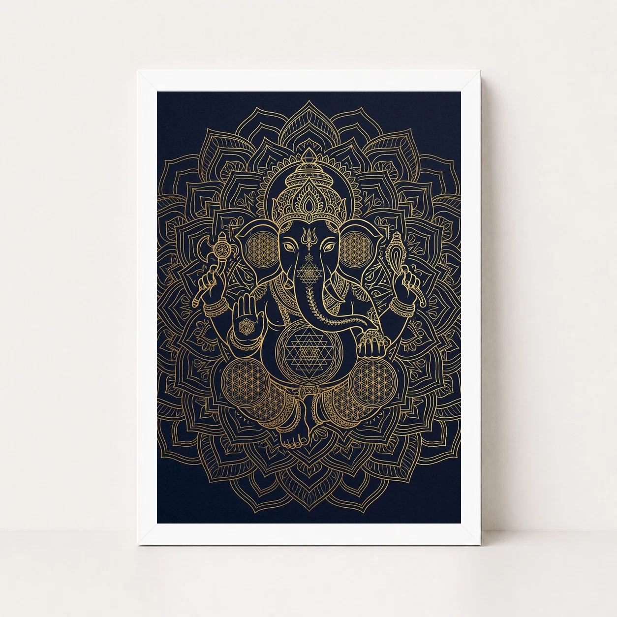 Ganesha Sacred Geometry Line Art Gold Navy Luxury Wall Art Photo Frame 6 Ganesha Sacred Geometry Line Art Gold Navy Luxury Wall Art Photo Frame - Image 6