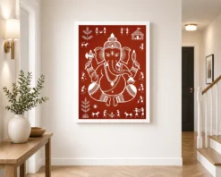Ganesha Warli Tribal Art White Red Maharashtra Folk Art Photo Frame 14 ganesha warli tribal art white red maharashtra folk art 20 white 2