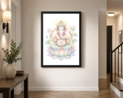 Ganesha Watercolor Meditation Pastel Lotus Spiritual Art Photo Frame 14 ganesha watercolor meditation pastel lotus spiritual art 03 black 2