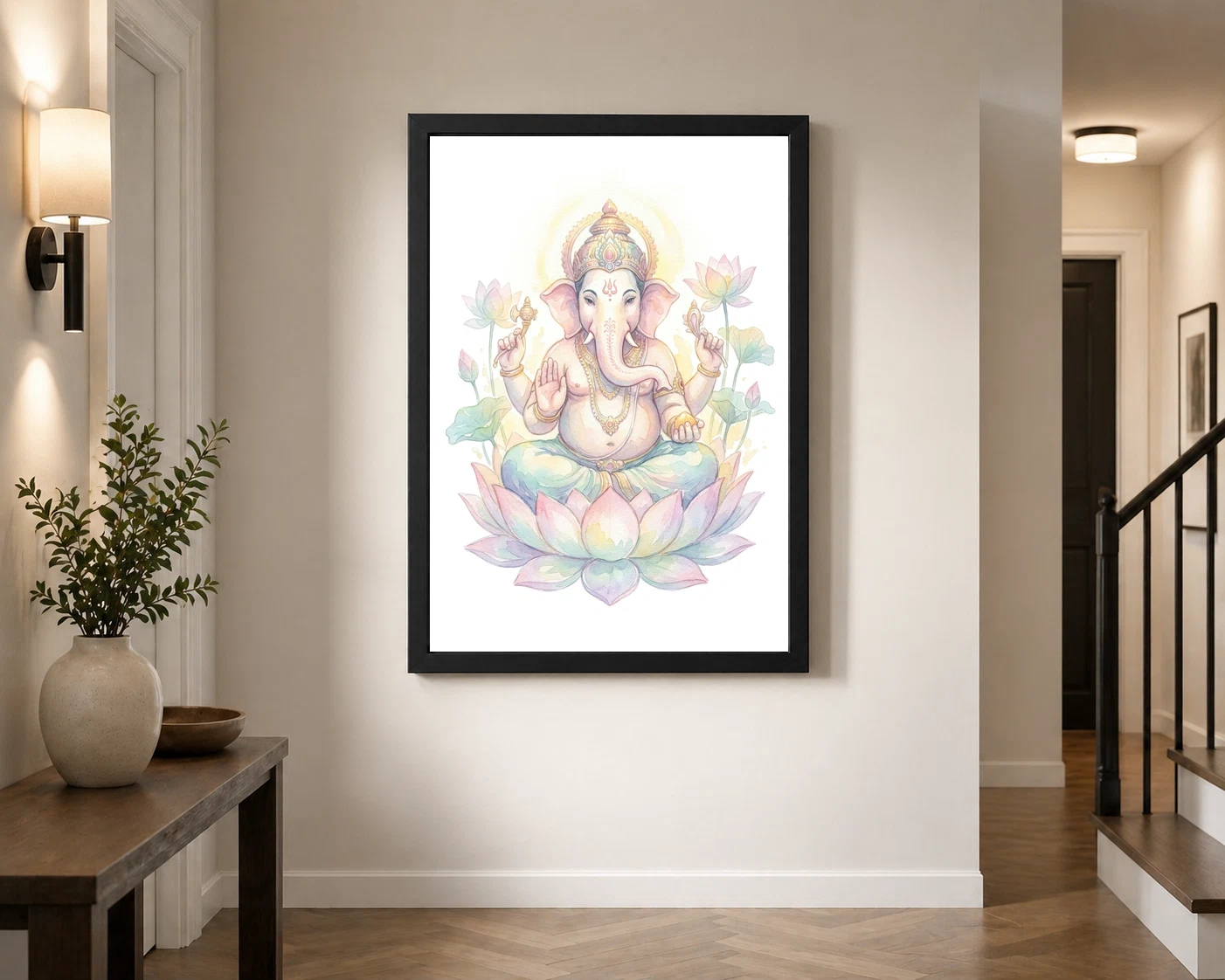 Ganesha Watercolor Meditation Pastel Lotus Spiritual Art Photo Frame 7 Ganesha Watercolor Meditation Pastel Lotus Spiritual Art Photo Frame - Image 7