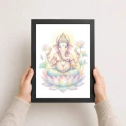 Ganesha Watercolor Meditation Pastel Lotus Spiritual Art Photo Frame 15 ganesha watercolor meditation pastel lotus spiritual art 03 black 3