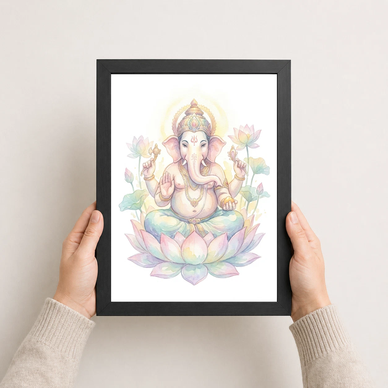 Ganesha Watercolor Meditation Pastel Lotus Spiritual Art Photo Frame 8 Ganesha Watercolor Meditation Pastel Lotus Spiritual Art Photo Frame - Image 8