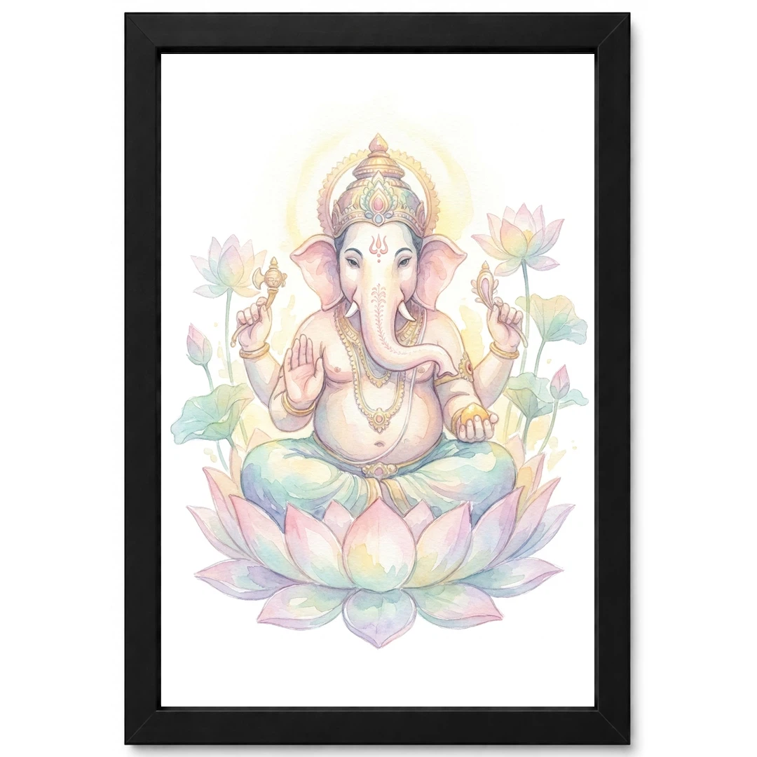 Ganesha Watercolor Meditation Pastel Lotus Spiritual Art Photo Frame 1 Ganesha Watercolor Meditation Pastel Lotus Spiritual Art Photo Frame