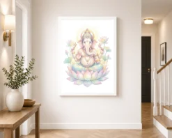 Ganesha Watercolor Meditation Pastel Lotus Spiritual Art Photo Frame 11 ganesha watercolor meditation pastel lotus spiritual art 03 white 2