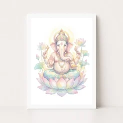 Ganesha Watercolor Meditation Pastel Lotus Spiritual Art Photo Frame 10 ganesha watercolor meditation pastel lotus spiritual art 03 white main