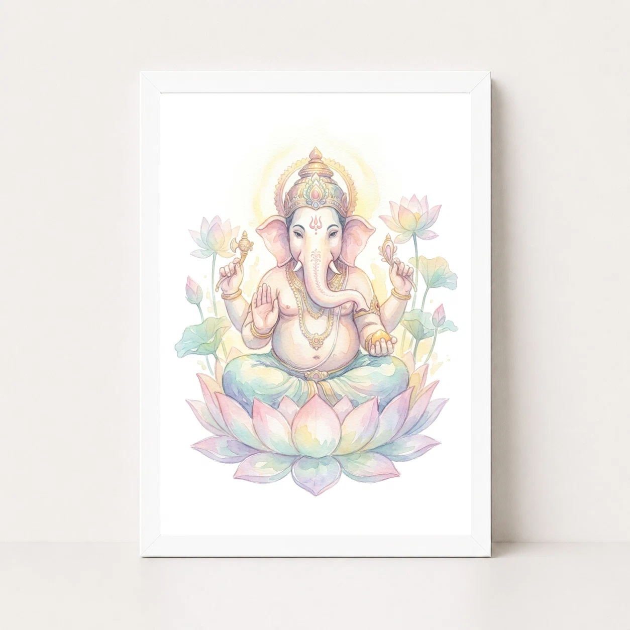 Ganesha Watercolor Meditation Pastel Lotus Spiritual Art Photo Frame 3 Ganesha Watercolor Meditation Pastel Lotus Spiritual Art Photo Frame - Image 3