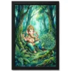 Ganesha With Peacock Forest Watercolor Vibrant Art Photo Frame