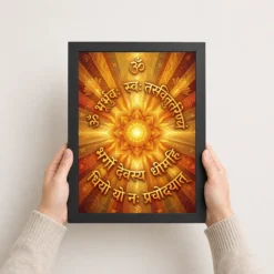 gayatri mantra sacred art sun rays sanskrit gold orange art 02 black 3