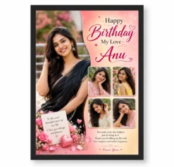 Girlfriend Birthday Collage Photo Frame Romantic Style