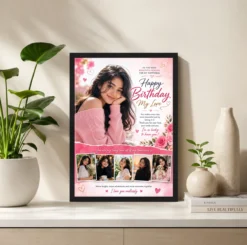 Alternative view of Girlfriend Birthday Photo Frame Floral Romantic Personalised Gift