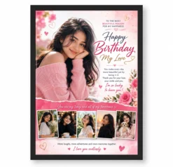 Girlfriend Birthday Photo Frame Floral Romantic Personalised Gift