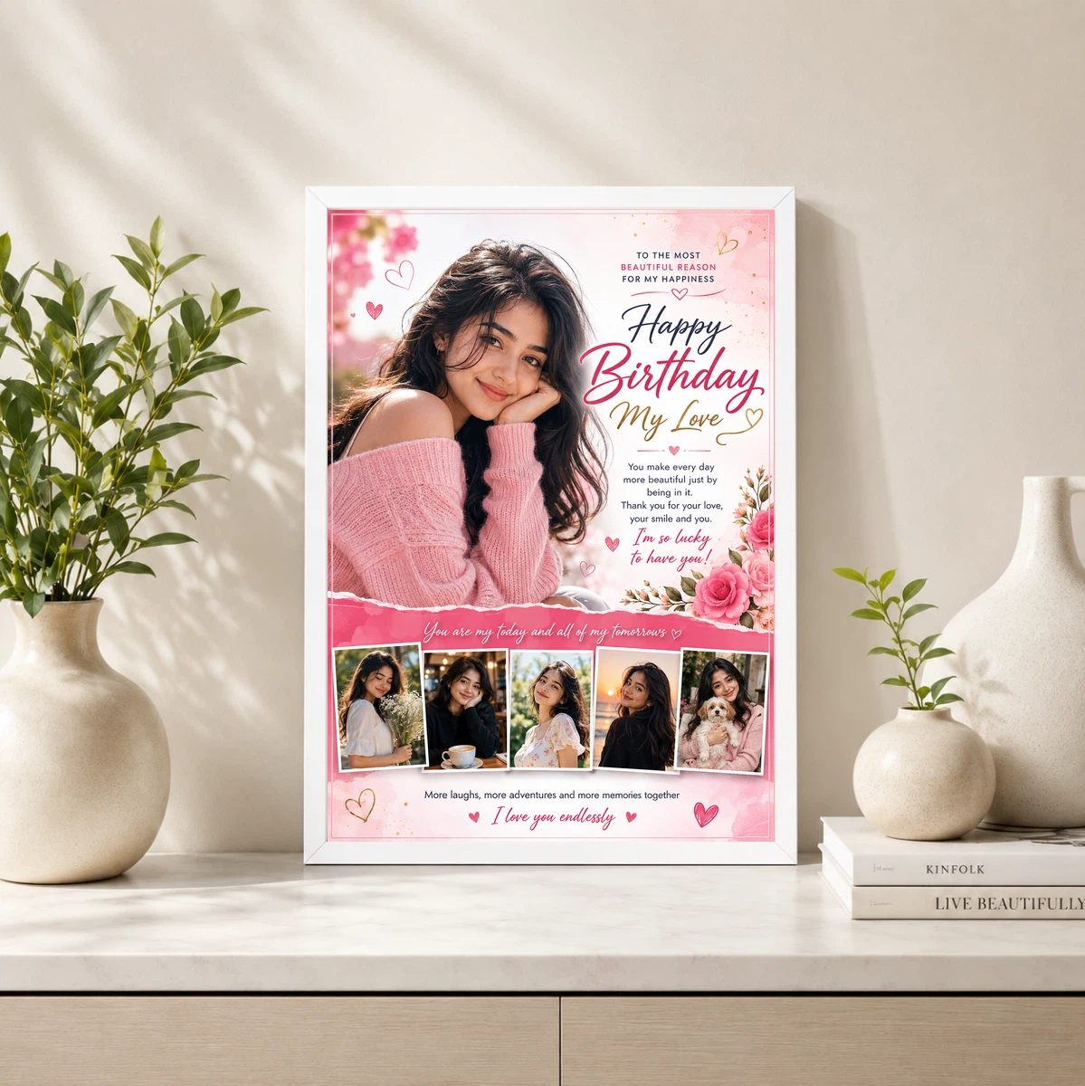 Girlfriend Birthday Photo Frame Floral Romantic Personalised Gift 4 Girlfriend Birthday Photo Frame Floral Romantic Personalised Gift - Image 4