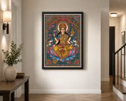 goddess lakshmi madhubani folk art bihar vibrant painting 11 black 2
