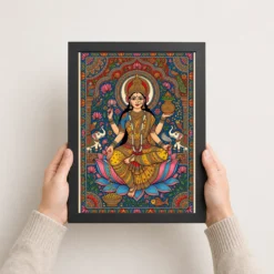 goddess lakshmi madhubani folk art bihar vibrant painting 11 black 3