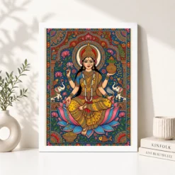 goddess lakshmi madhubani folk art bihar vibrant painting 11 white 4