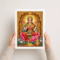 goddess lakshmi tanjore lotus throne gold coins divine art 01 white 3