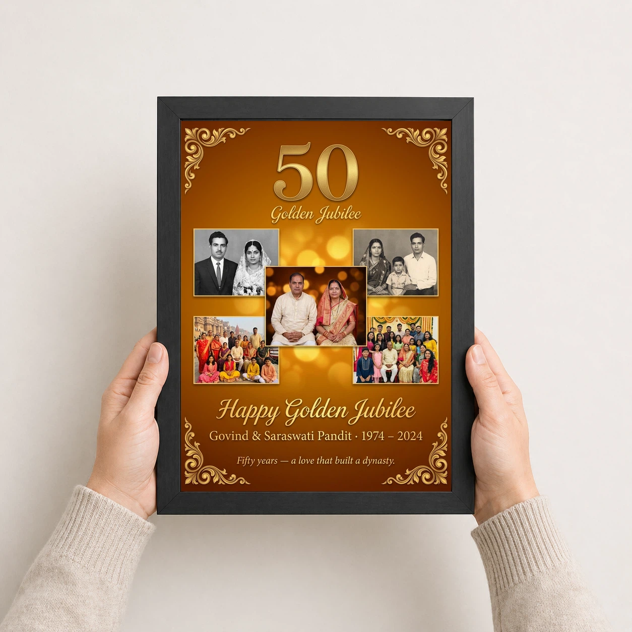Golden 50th Anniversary Milestone Jubilee Celebration Photo Frame 3 Golden 50th Anniversary Milestone Jubilee Celebration Photo Frame - Image 3