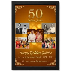 Golden 50th Anniversary Milestone Jubilee Celebration Photo Frame