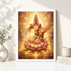 guru mantra lotus feet sacred teacher golden devotional art 15 white 4