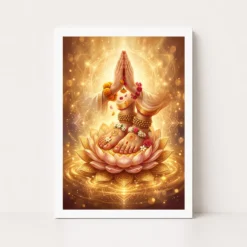 guru mantra lotus feet sacred teacher golden devotional art 15 white main