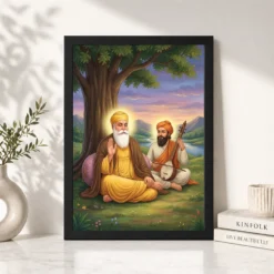 Alternative view of Guru Nanak Bhai Mardana Rebab Devotional Music Spiritual Art Photo Frame