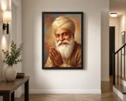 guru nanak close portrait divine turban kind eyes art 07 black 2
