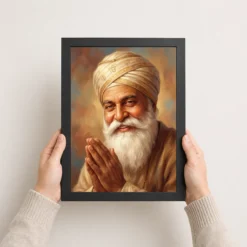 guru nanak close portrait divine turban kind eyes art 07 black 3