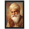 guru nanak close portrait divine turban kind eyes art 07 black main