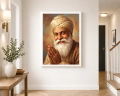 guru nanak close portrait divine turban kind eyes art 07 white 2
