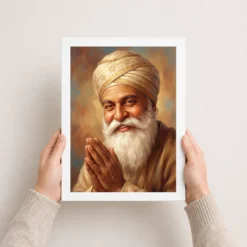 guru nanak close portrait divine turban kind eyes art 07 white 3