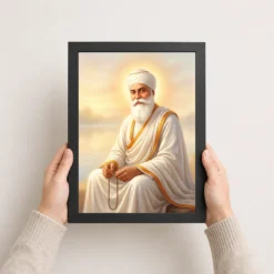 guru nanak dev ji divine portrait white robes sikh art 01 black 3