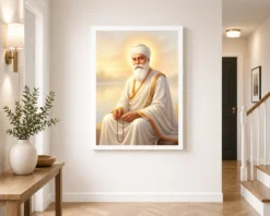 guru nanak dev ji divine portrait white robes sikh art 01 white 2