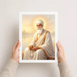 guru nanak dev ji divine portrait white robes sikh art 01 white 3