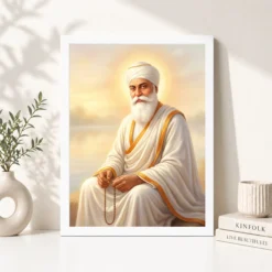 guru nanak dev ji divine portrait white robes sikh art 01 white 4