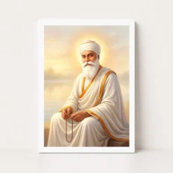 guru nanak dev ji divine portrait white robes sikh art 01 white main