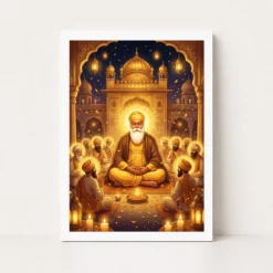 guru nanak jayanti prakash purab golden festive art 10 white main