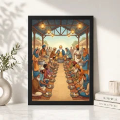 Alternative view of Guru Nanak Langar Community Meal Equality Seva Spiritual Art Photo Frame