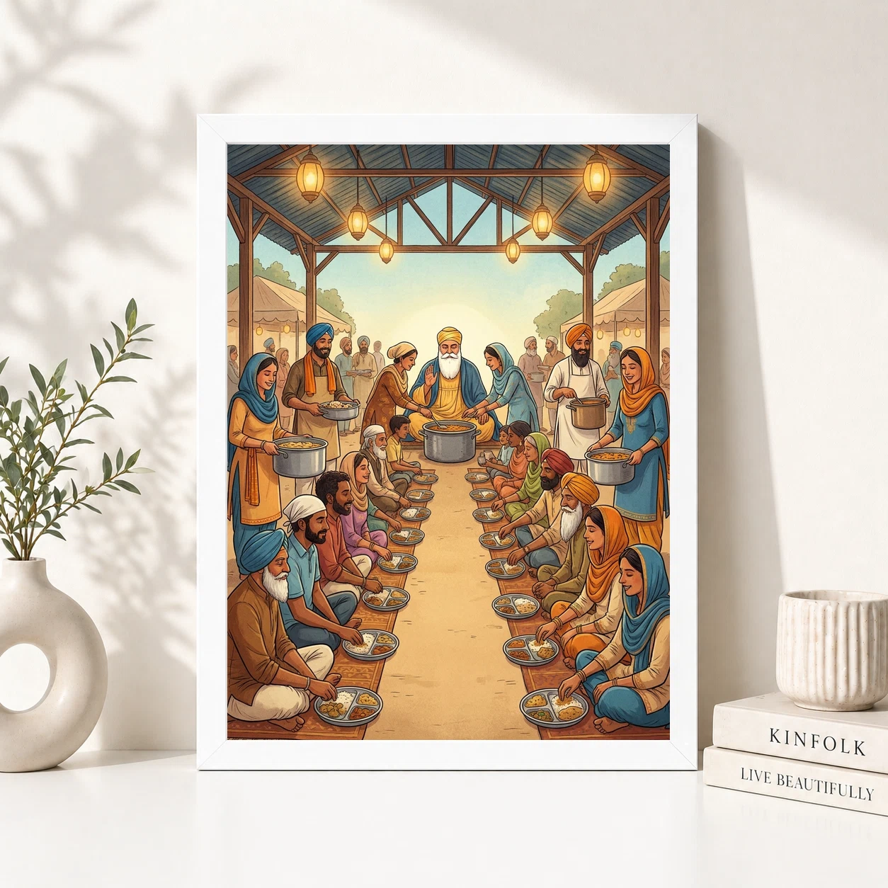 Guru Nanak Langar Community Meal Equality Seva Spiritual Art Photo Frame 5 Guru Nanak Langar Community Meal Equality Seva Spiritual Art Photo Frame - Image 5