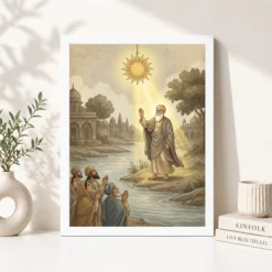 Alternative view of Guru Nanak Stopped Sun Sultanpur Miracle Divine Light Art Photo Frame