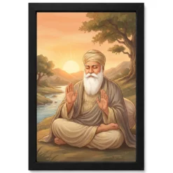 Guru Nanak Sunrise Blessing Orange Peaceful Divine Art Photo Frame