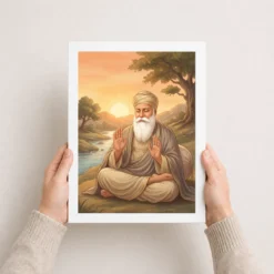 guru nanak sunrise blessing orange peaceful divine art 04 white 3