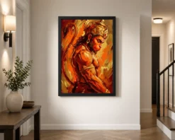 hanuman abstract orange gold contemporary expressive art 20 black 2