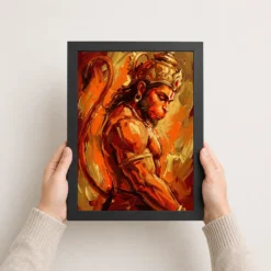 hanuman abstract orange gold contemporary expressive art 20 black 3