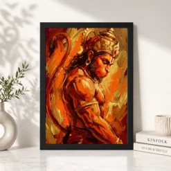 hanuman abstract orange gold contemporary expressive art 20 black 4