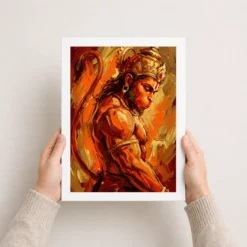 hanuman abstract orange gold contemporary expressive art 20 white 3