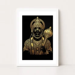 hanuman black gold luxury mandala premium wall art 15 white main
