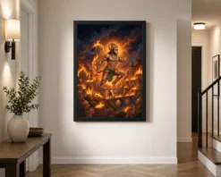 hanuman burning lanka fire night ramayana epic art 09 black 2