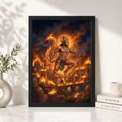 hanuman burning lanka fire night ramayana epic art 09 black 4