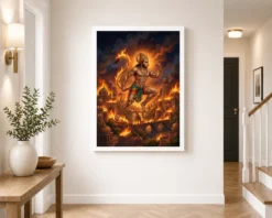 hanuman burning lanka fire night ramayana epic art 09 white 2