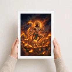 hanuman burning lanka fire night ramayana epic art 09 white 3